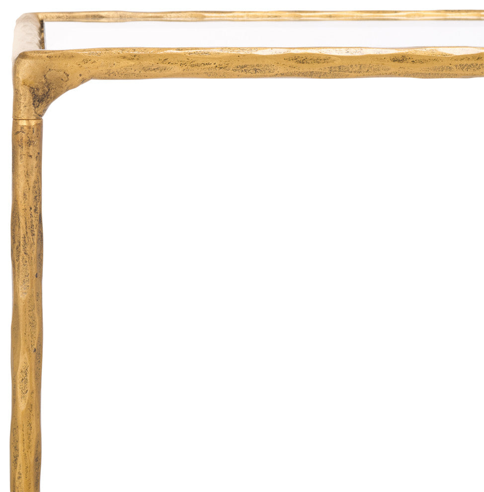 Safavieh Couture Isabellina Metal Console Table, Brass / Clear