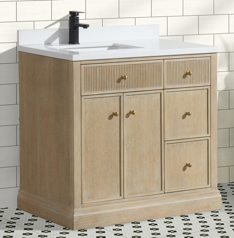 Redondo Bathroom Vanity, Ash Oak, 36", Single Sink, Freestanding