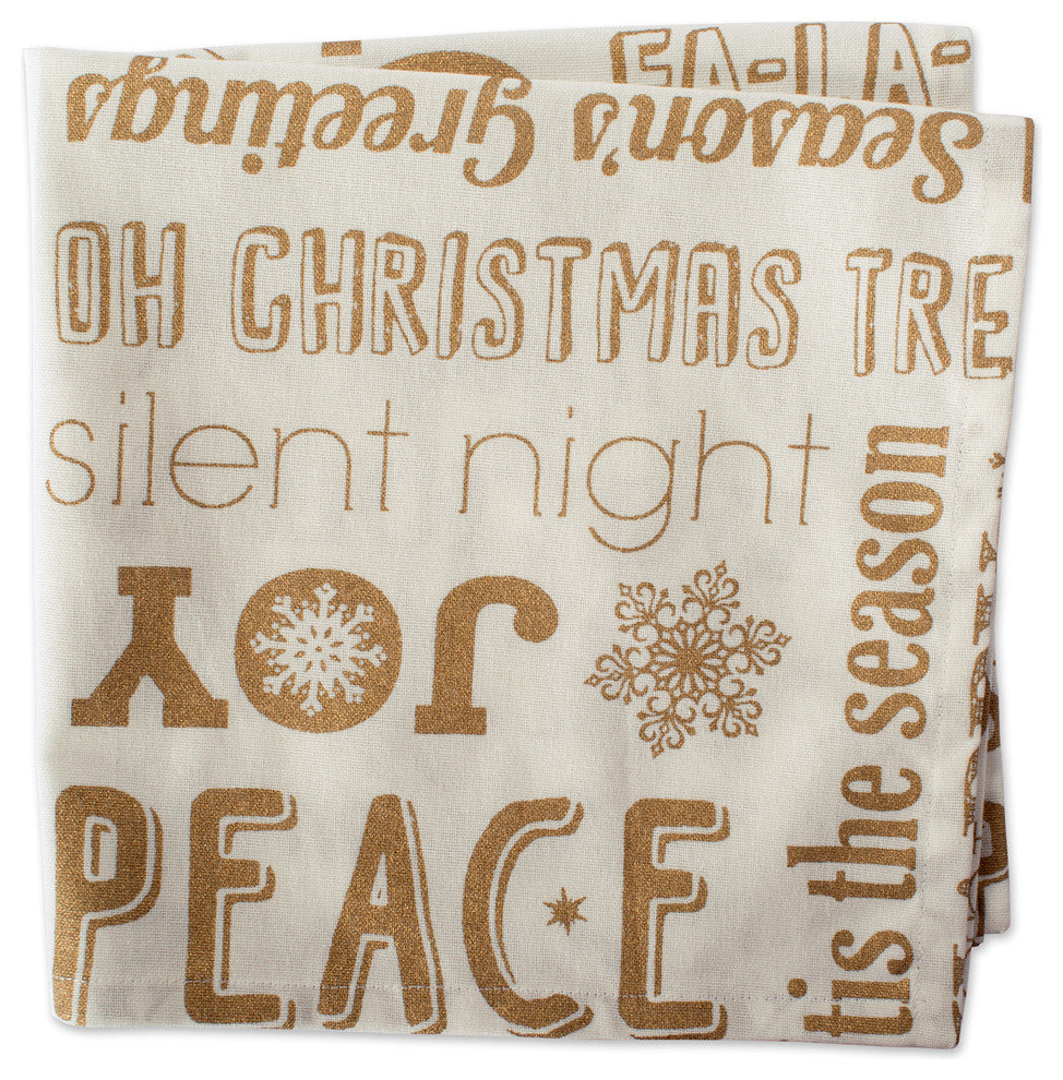 DII Gold Christmas Collage Napkin, Set of 6