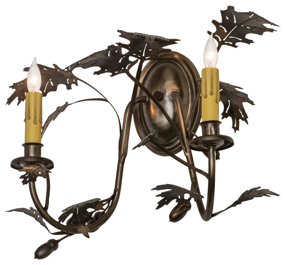 16W Oak Leaf & Acorn 2 LT Wall Sconce