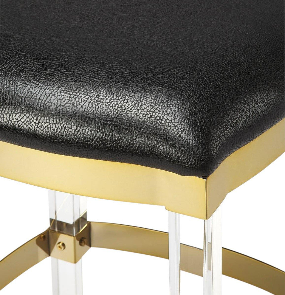 Stylish Black Leather Counter Stool