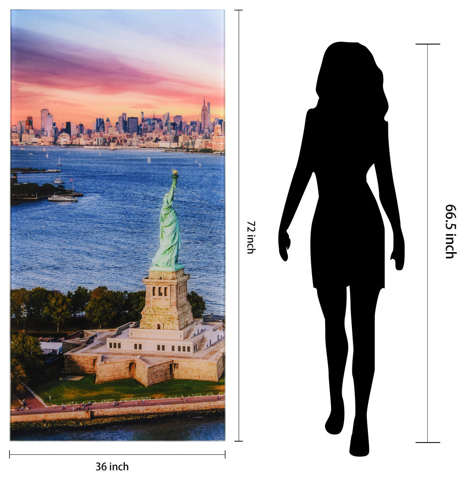 New York View Frameless Free Floating Tempered Glass Wall Art, A