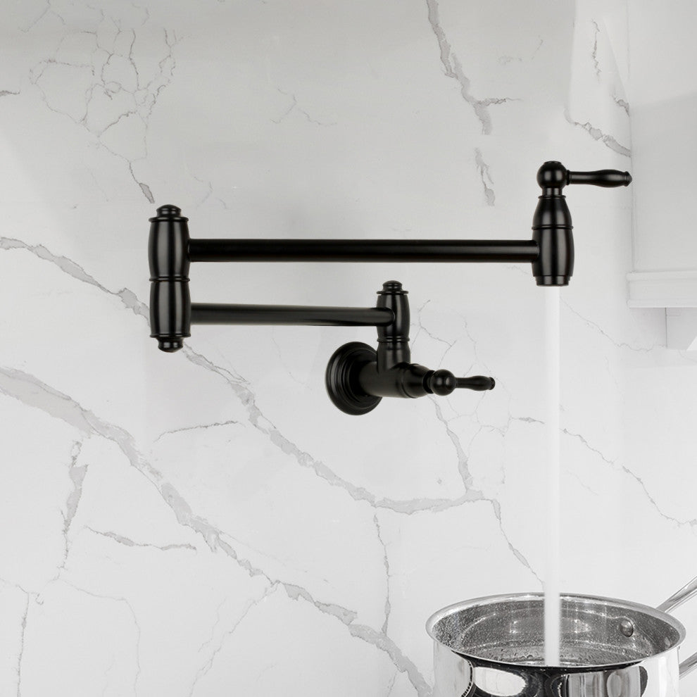 Copper Pot Filler Kitchen Faucet Wall-Mounted, Matte Black