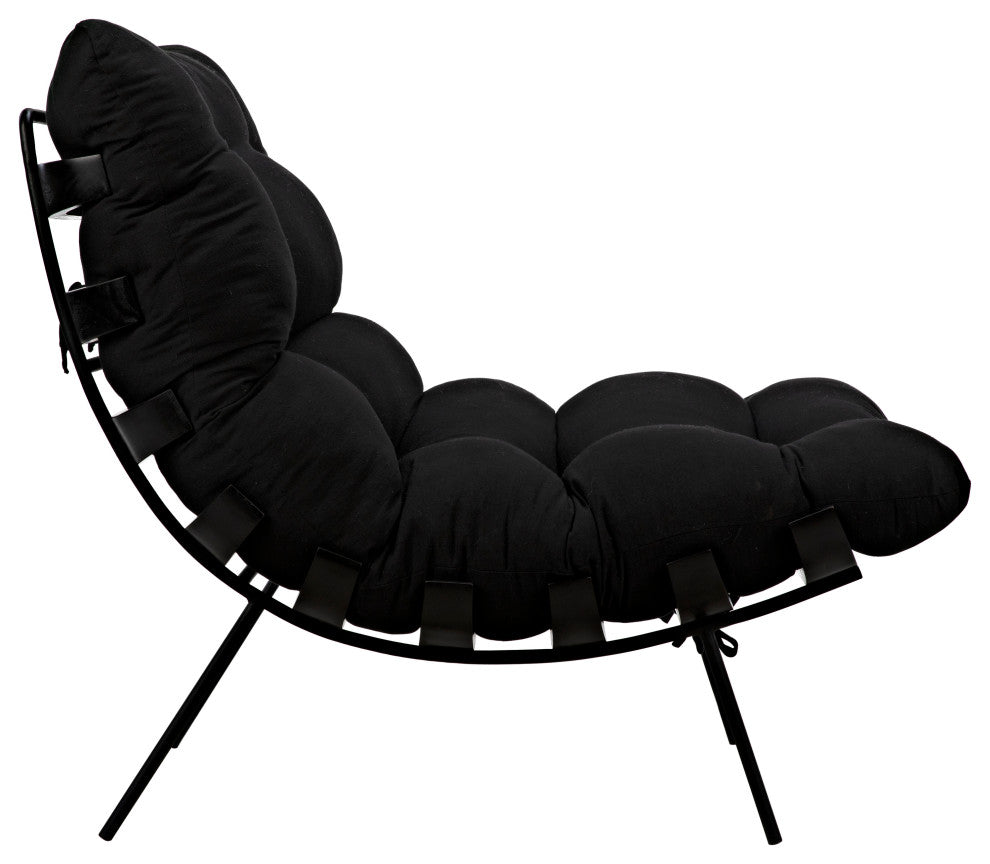 Hanzo Chair With Steel Legs, Charcoal Black