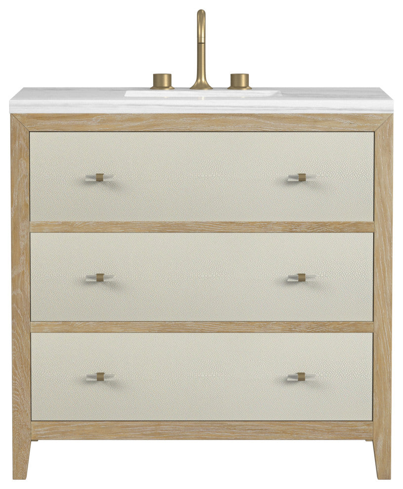 Celeste 36" Single Vanity, Shagreen, 3 CM Arctic Fall Solid Surface Top