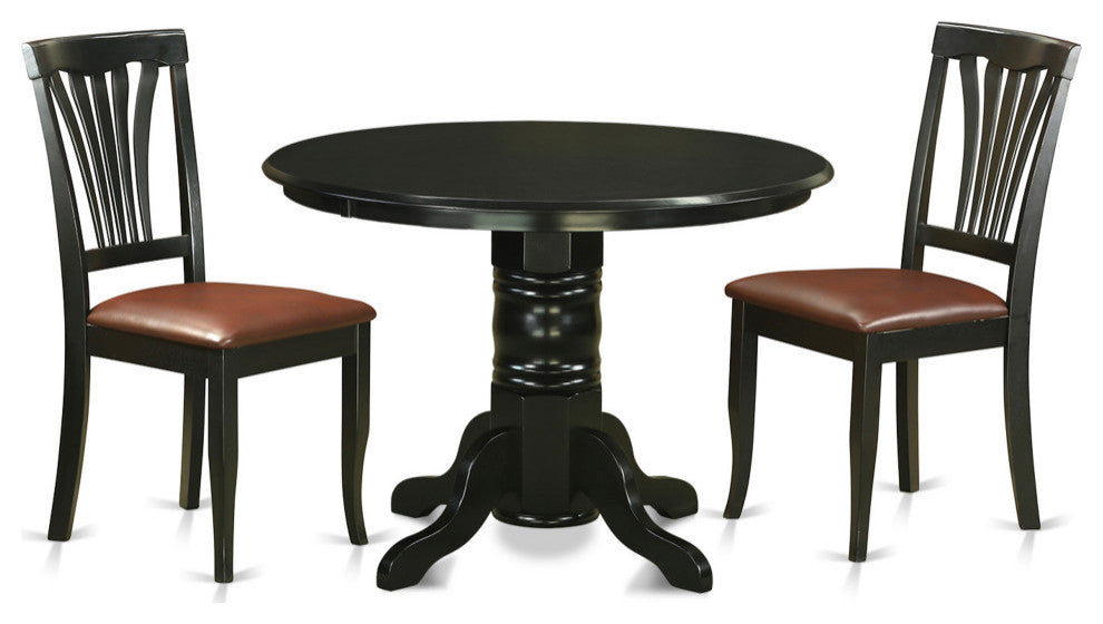3 Pc Dinette Set -Dining Table And 2 Kitchen Dining Chairs, Black