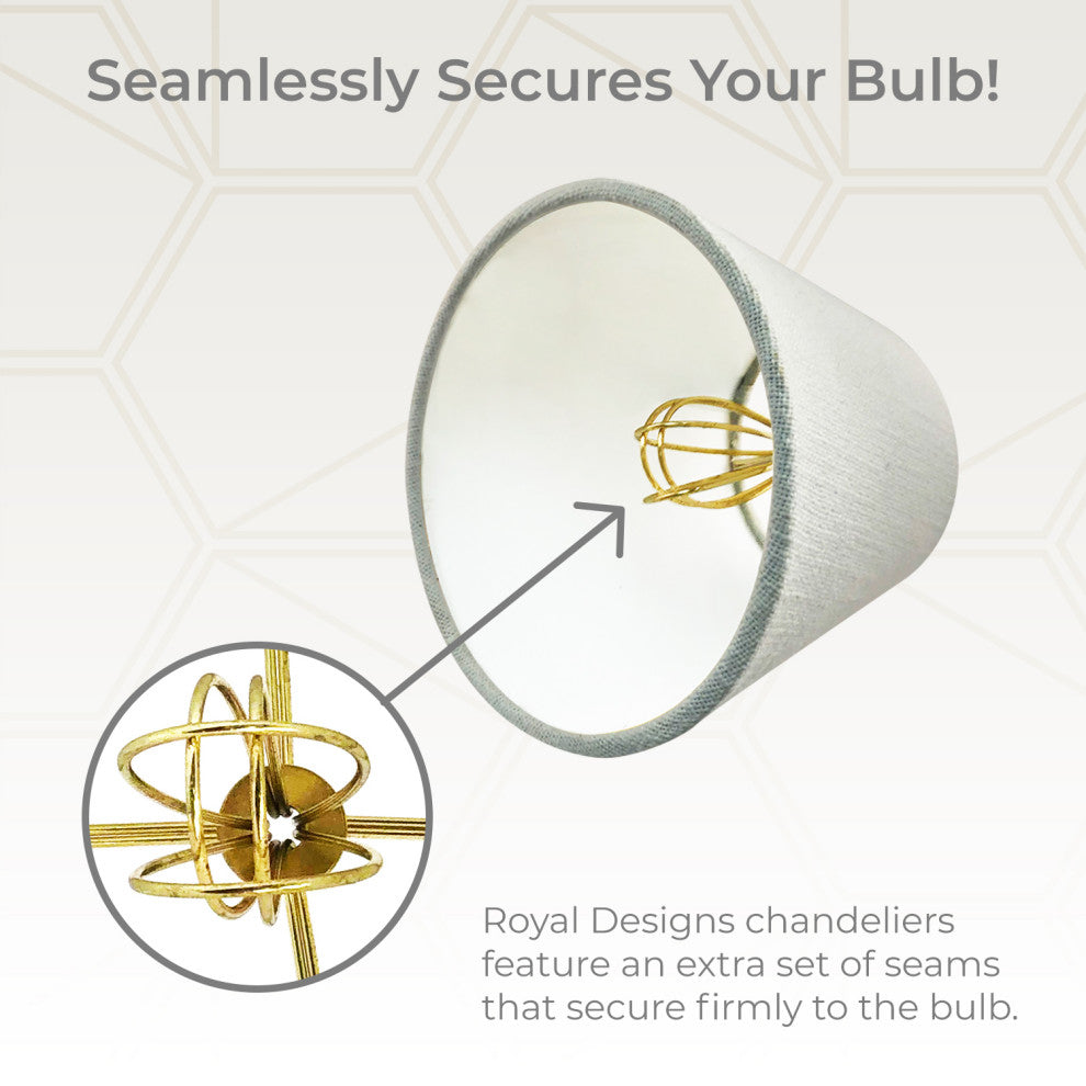 Royal Designs Clip On Chandelier Lamp Shade, Textured Linen White, 6 Inch, Set o