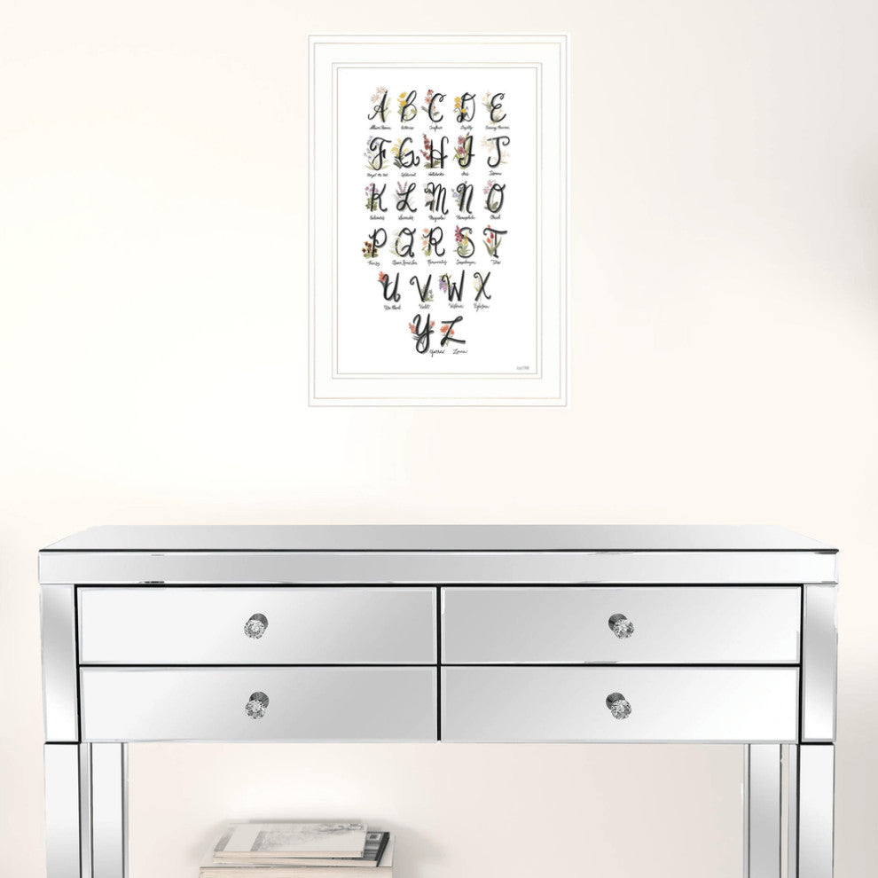 Flower Alphabet 1 White Framed Print Wall Art