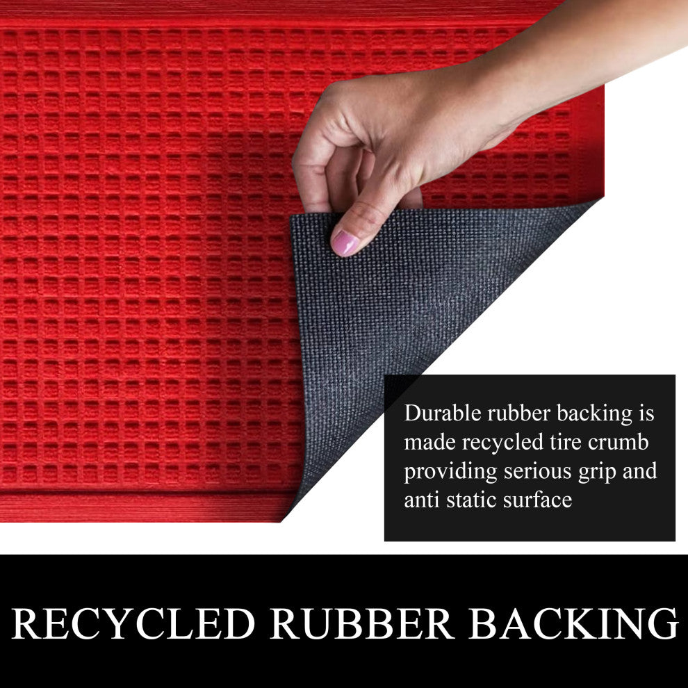 A1HC Superior Absorbant Polypropylene Doormat, Red Waffle, 24"x36"