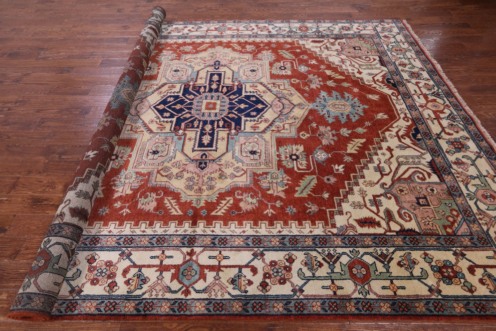 9' 0" X 12' 0" Heriz Serapi Hand-Knotted Wool Rug - Q16005