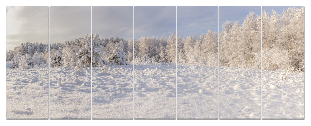 Wood Winter Glade, Landscape Canvas Art Print, 83"x32", 7 Panels
