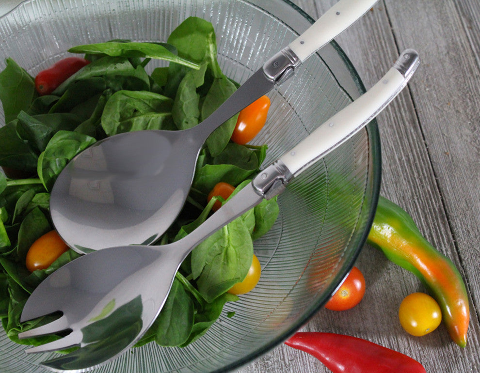 French Home Laguiole Connoisseur Faux Ivory Salad Servers, 2 Piece Set.
