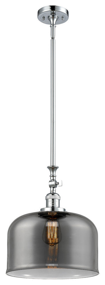 X-Large Bell 1-Light Mini Pendant, Polished Chrome, Plated Smoke