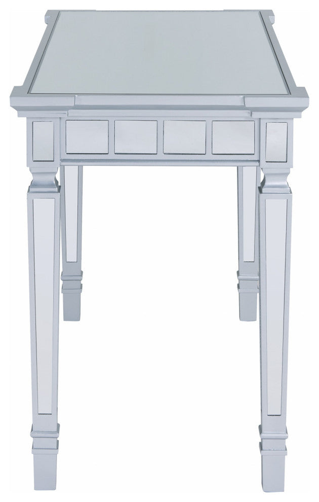 Silver Mirrored Writing Desk with Drawers