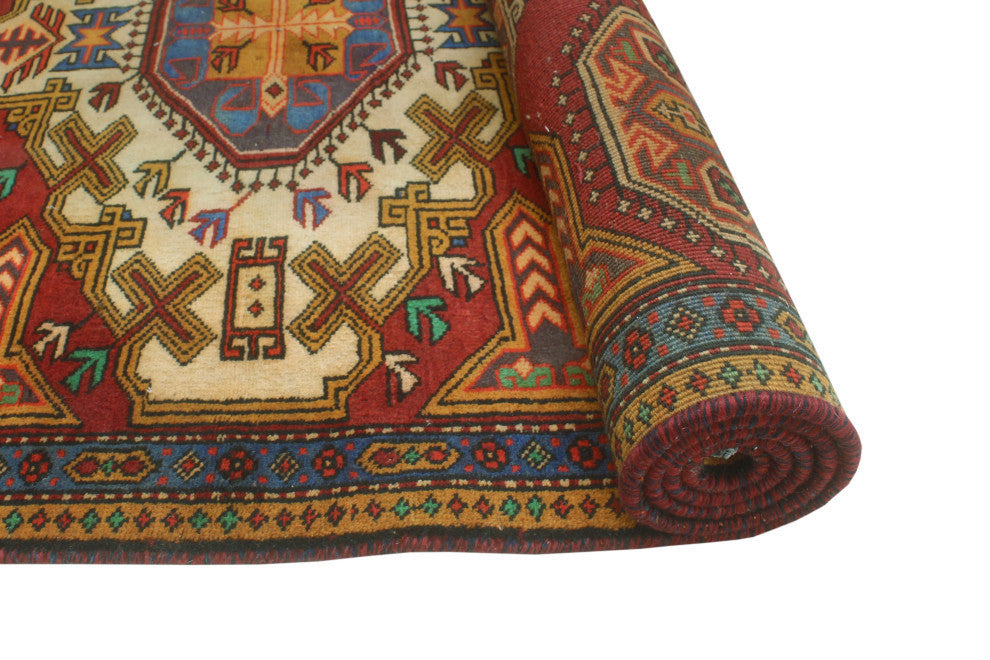 Fine Vintage Distressed Khandan Rust/Blue Runner, 3'7x8'8