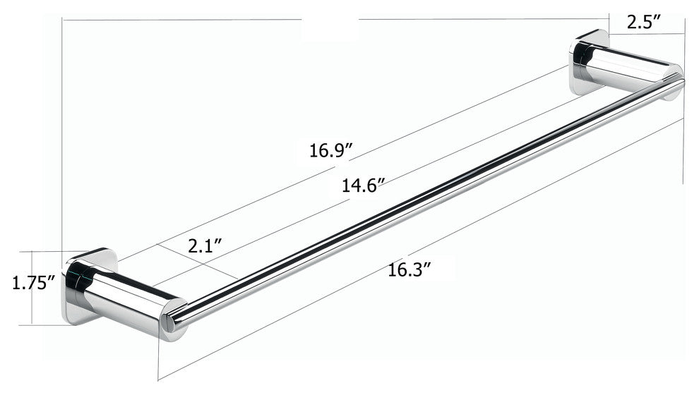 Secret Bath Polished Chrome Towel Bar, 17"