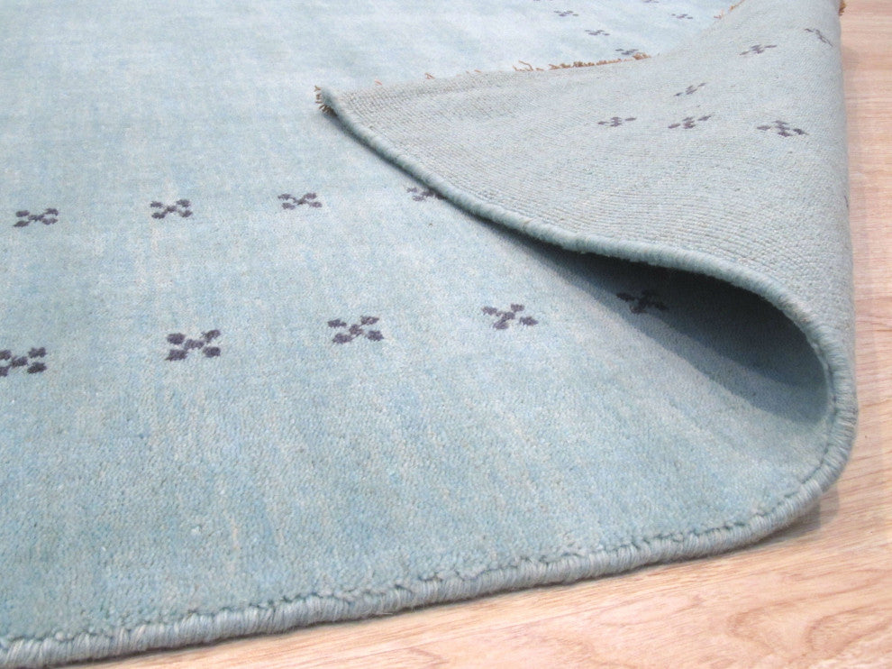 Handmade Wool Blue Transitional Solid Lori Baft Rug, 10'x14'