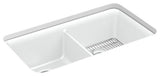 Kohler Cairn Neoroc Undermount 2-Equal Kitchen Sink With Rack, Matte White
