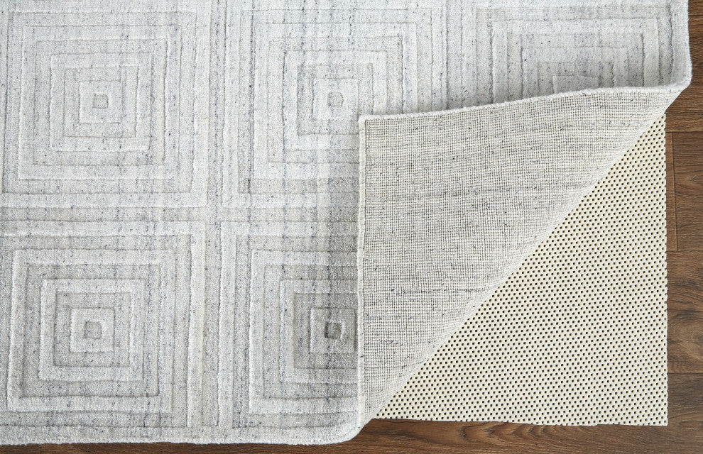 Weave & Wander Tatem Minimal Viscose Rug, White/Gray, 9' x 12' Rug