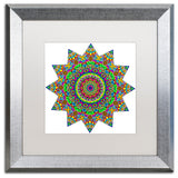 Ahrens 'Sparkling Sunny Day Mandala' Art, Silver Frame, White Matte, 16"x16"
