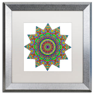 Ahrens 'Sparkling Sunny Day Mandala' Art, Silver Frame, White Matte, 16"x16"