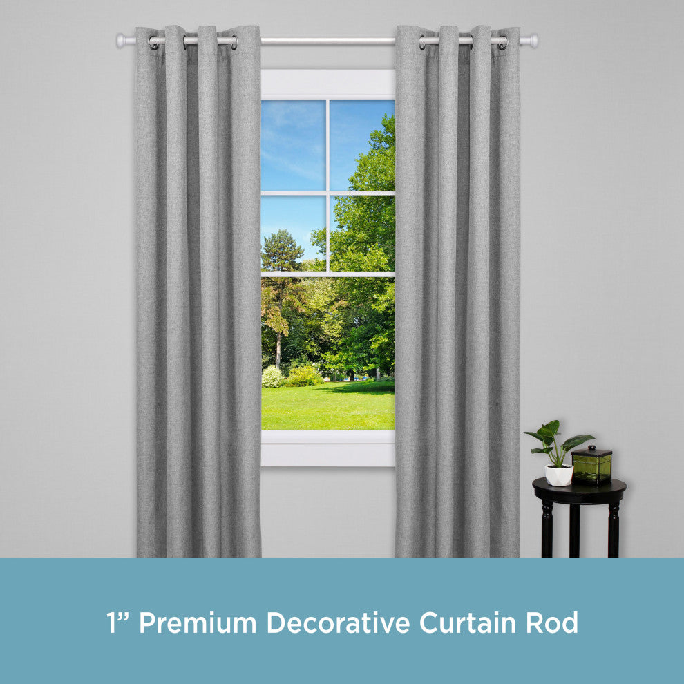 KenneyÂ® Weaver 1" Premium Decorative Window Curtain Rod, Satin Nickel, 90-130