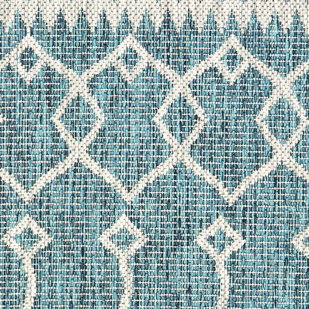 8" Round Blue Array Indoor Outdoor Area Rug