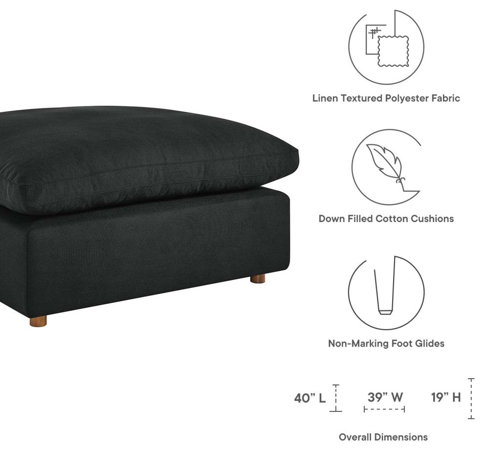 Commix Down Filled Overstuffed Ottoman, Black