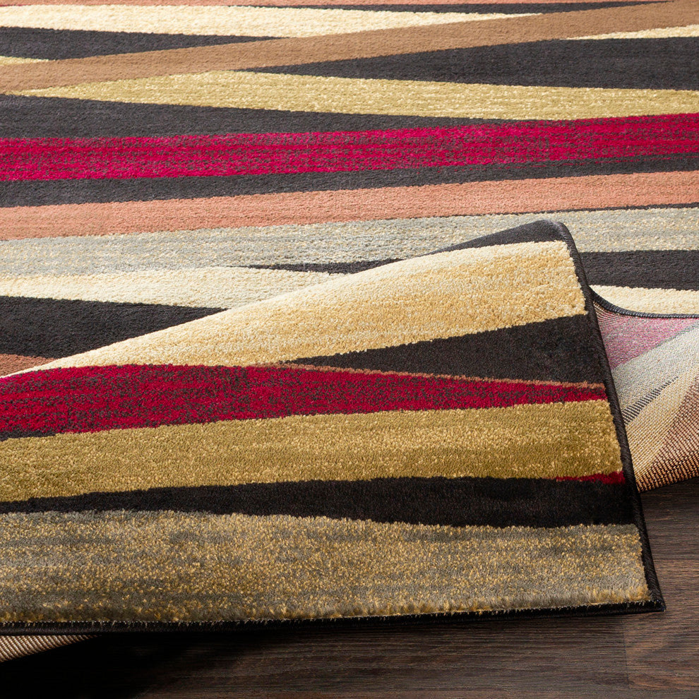Surya Riley RLY-5057 7'10"x10'10" Rug, Burgundy/Brown/Wheat/Olive/Camel/Gray