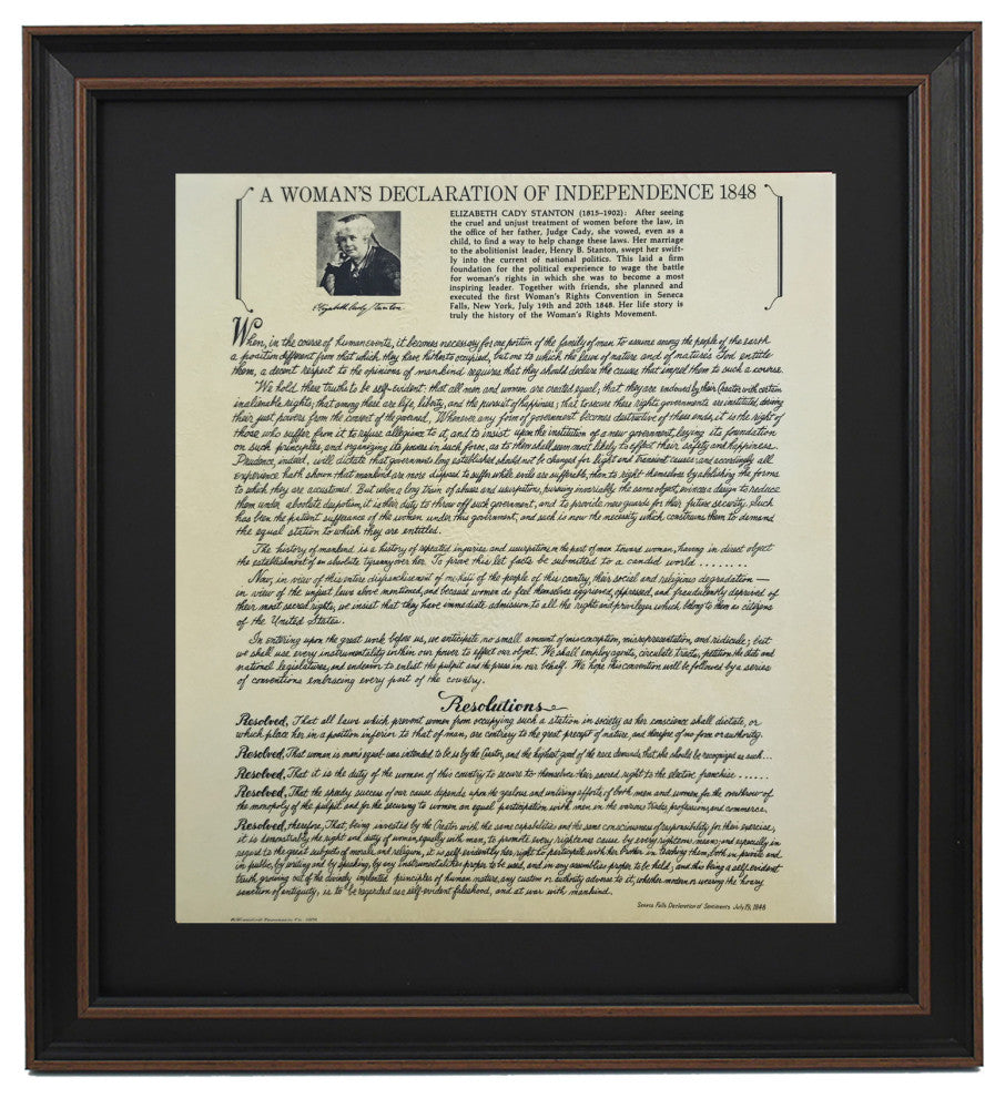 Framed A Woman's Declaration of Independence 1848