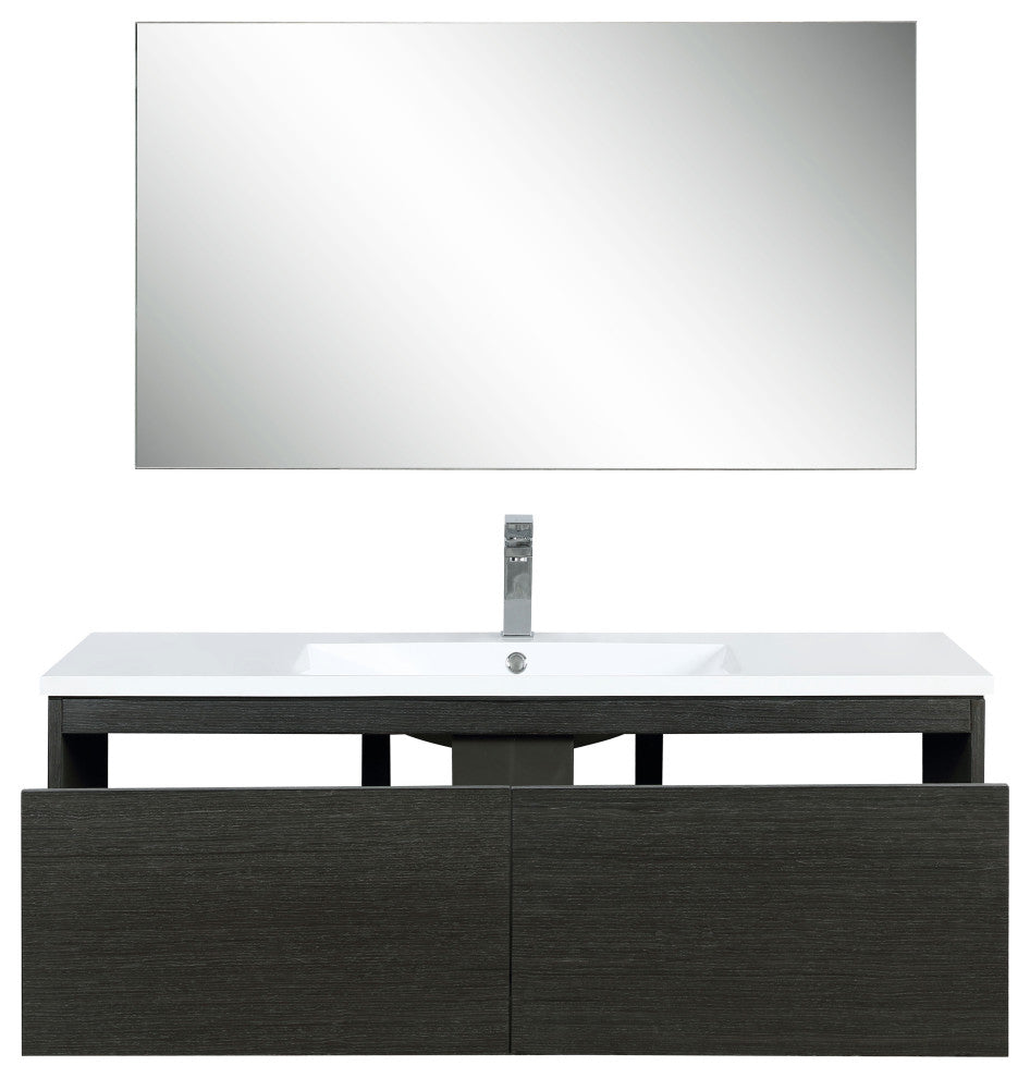 Sant 48 Iron Vanity, Acrylic Top With Sink, Gun Metal Faucet Set, 43 Mirror