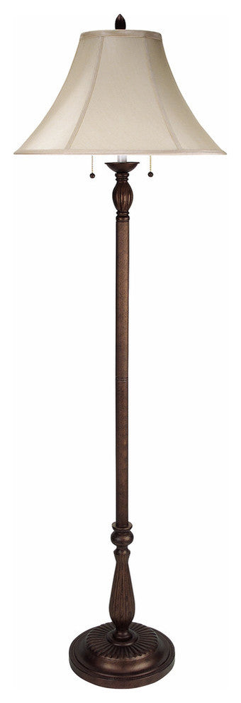60W Floor Lamp, Antique Rust Finish, Pearl Shade