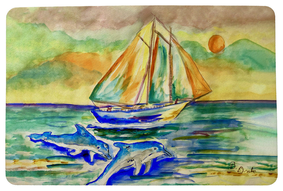 Betsy Drake Sunset Sailing Door Mat 18x26