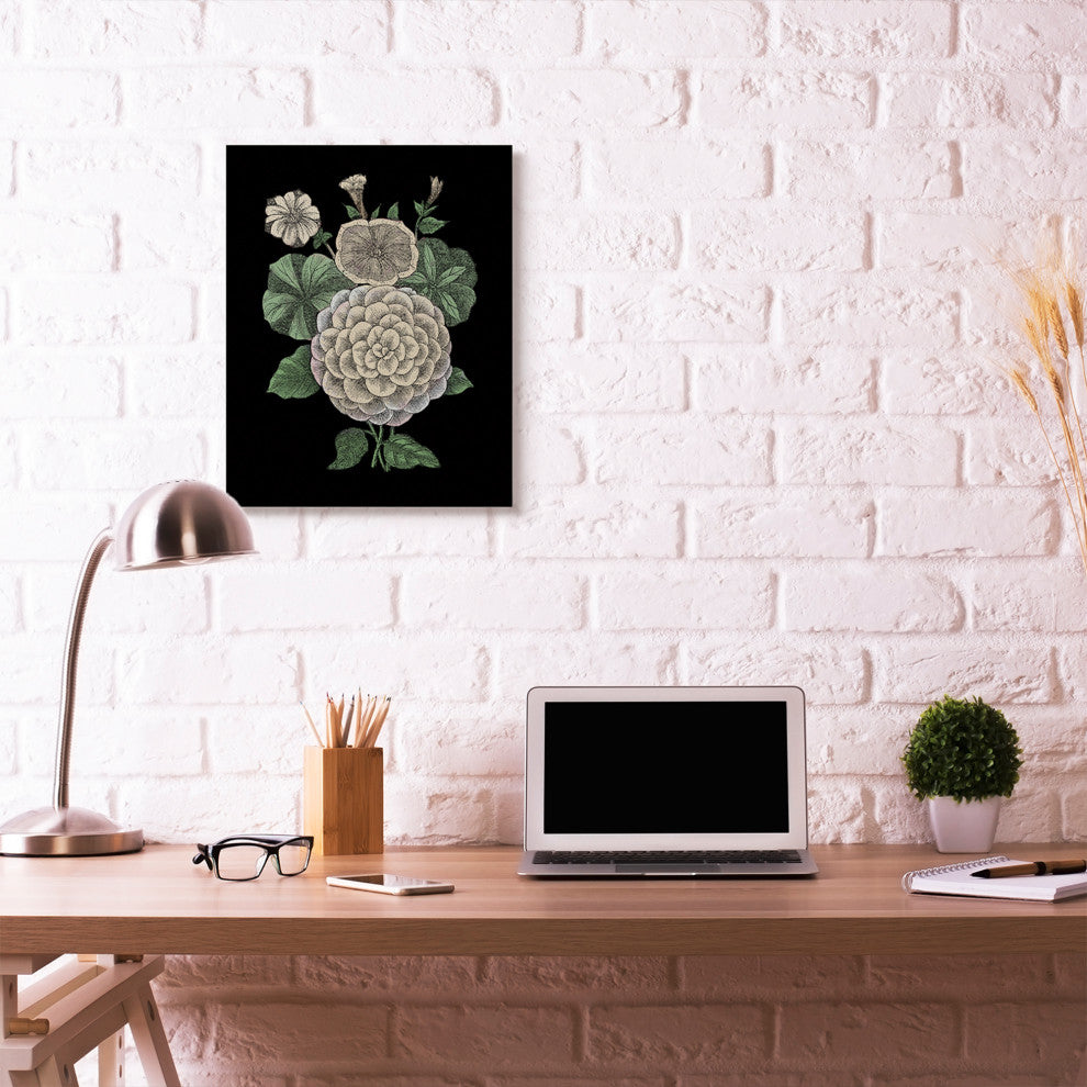 Yellow Flowers On Black Drawing Design, 24"x30"
