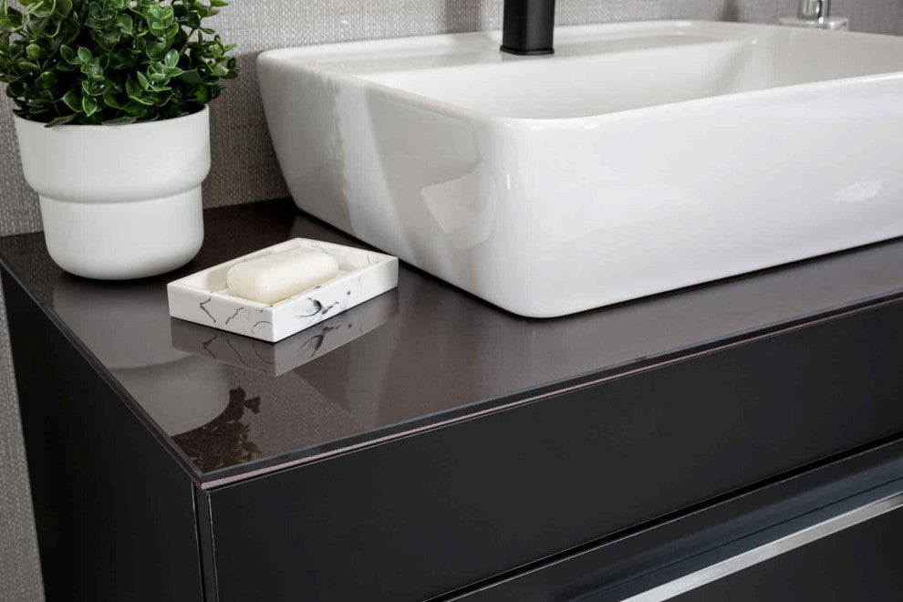 Luka Collection Black Bathroom Vanity With Sink, Mirror, Countertop, 40