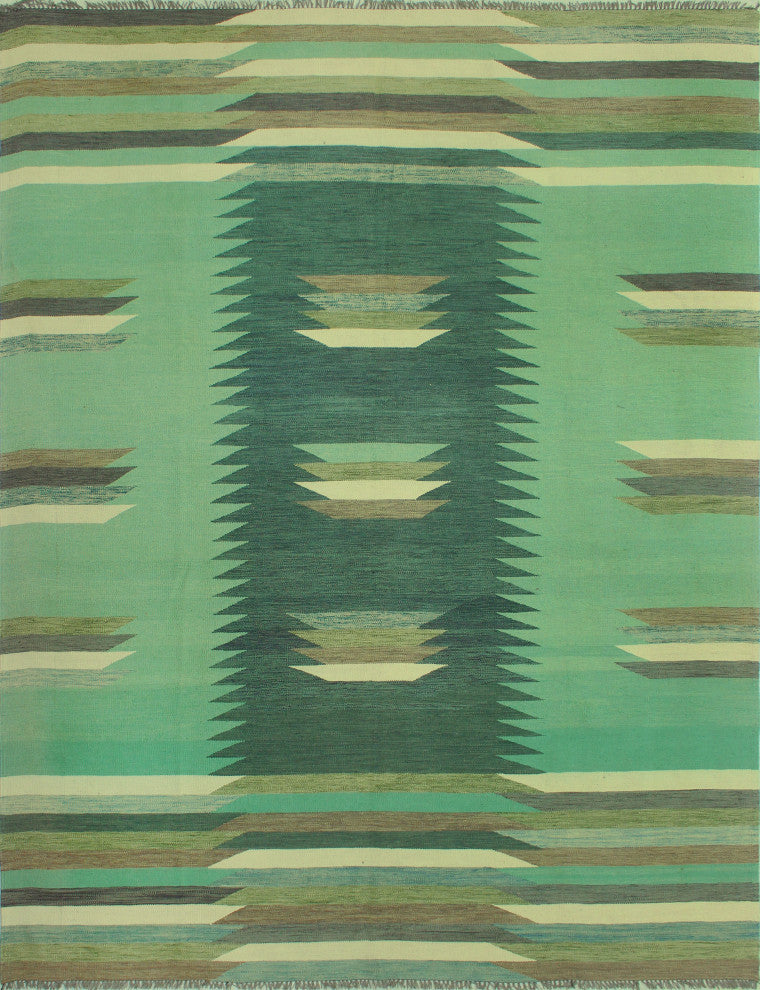 Winchester Kilim Edith Light Green/Gray Rug, 8'10x11'8