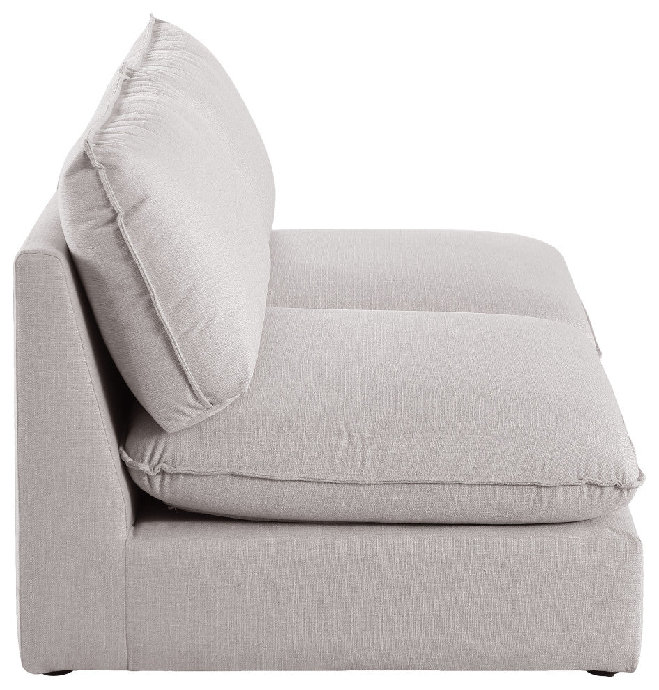 Mackenzie Linen Textured Fabric Upholstered 2-Piece Modular Sofa, Beige
