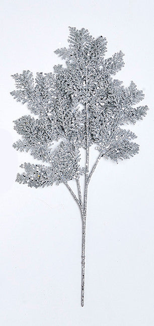 Glitter Juniper Spray, Silver, 20"
