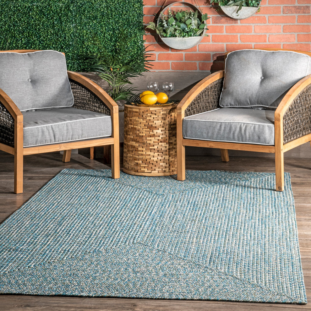 Nuloom Braided Lefebvre Indoor/Outdoor Area Rug, Aqua 3'x5'