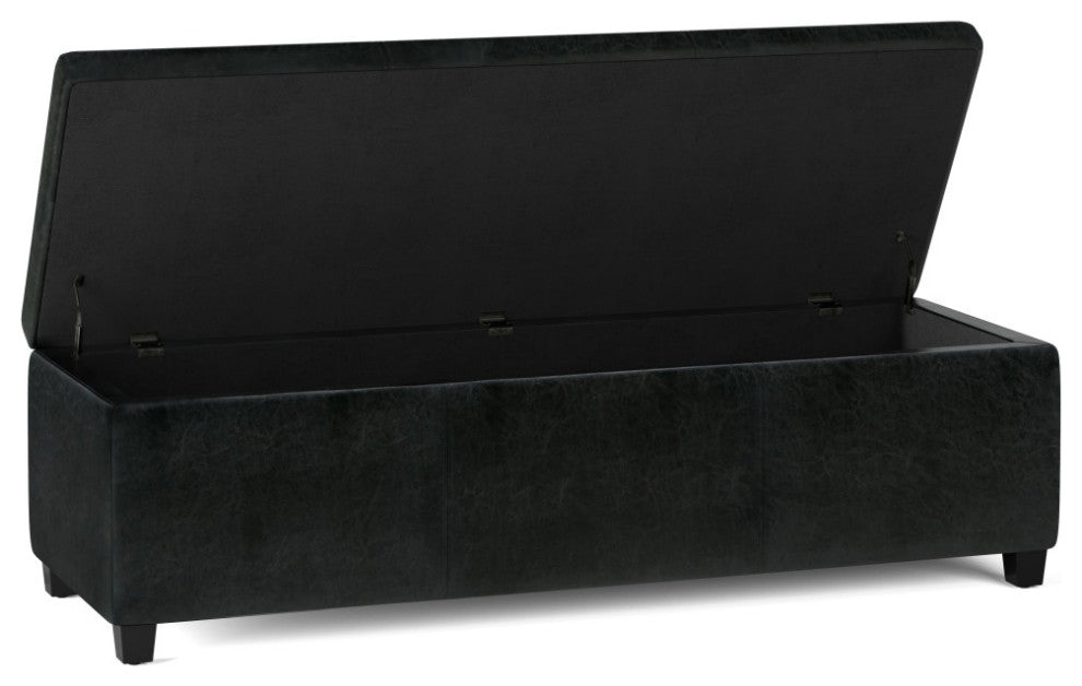 Avalon Extra Large Storage Ottoman Bench, Midnight Black