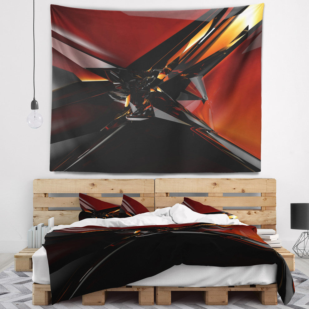 3D Abstract Red Glass Design Abstract Wall Tapestry, 39"x32"