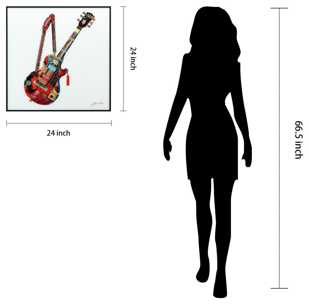 "Electric Guitar" Printed Wall Art With Black Anodized Aluminum Frame