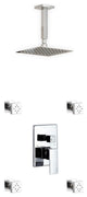 Aqua Piazza Brass Shower Set, 8" Ceiling Mount Square Rain Shower, 4 Body Jets