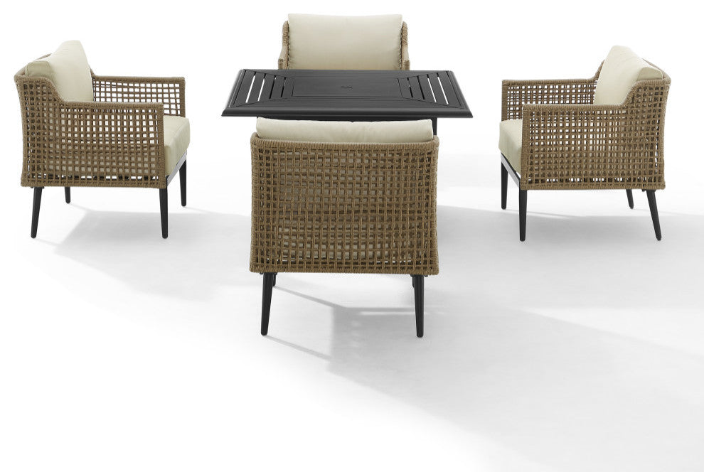 Southwick 5Pc Wicker Outdoor Chair Set With Fire Table