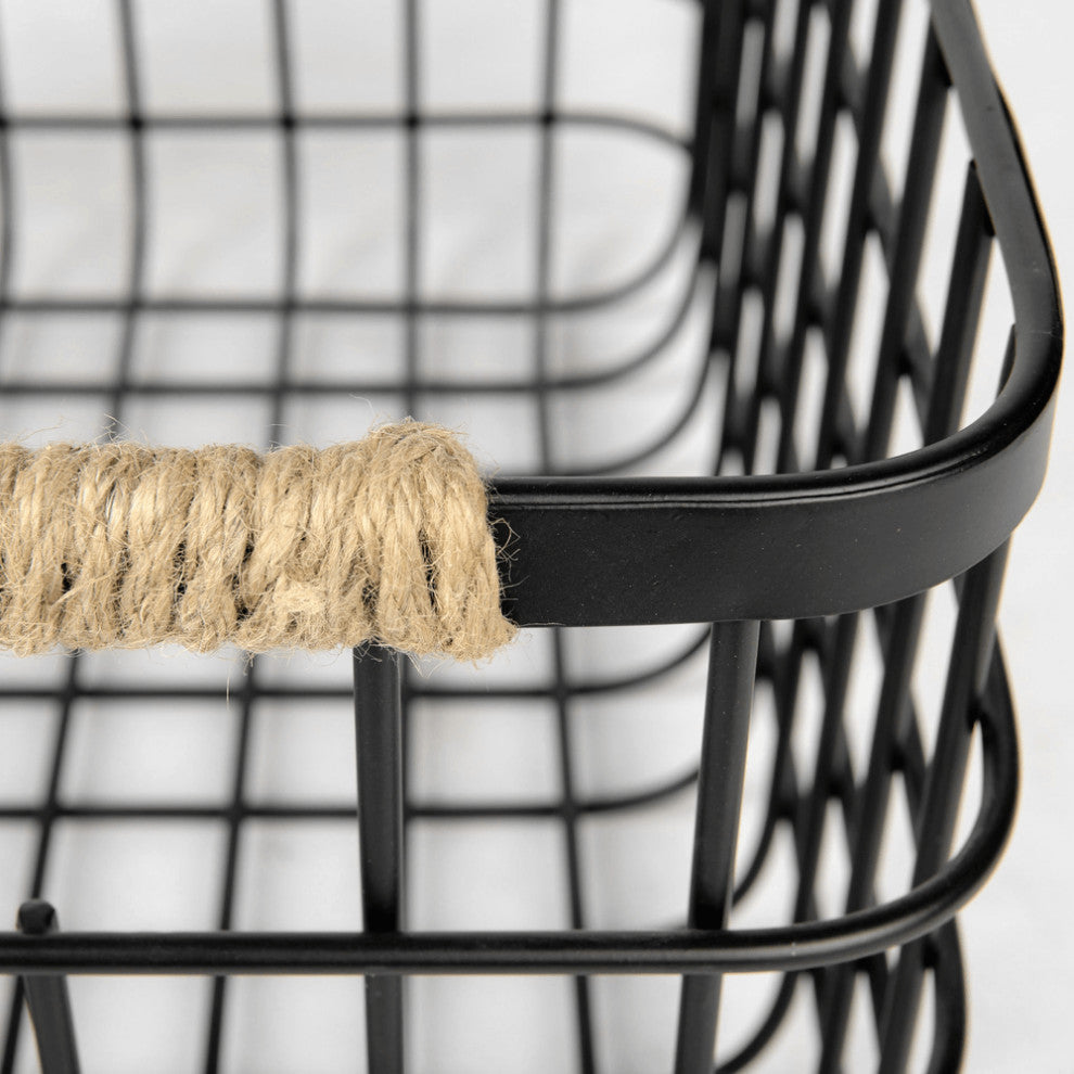 Set of Two Black Metal Baskets