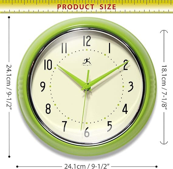 Retro 9" Silent Sweep Non-Ticking Mid Century Modern Kitchen