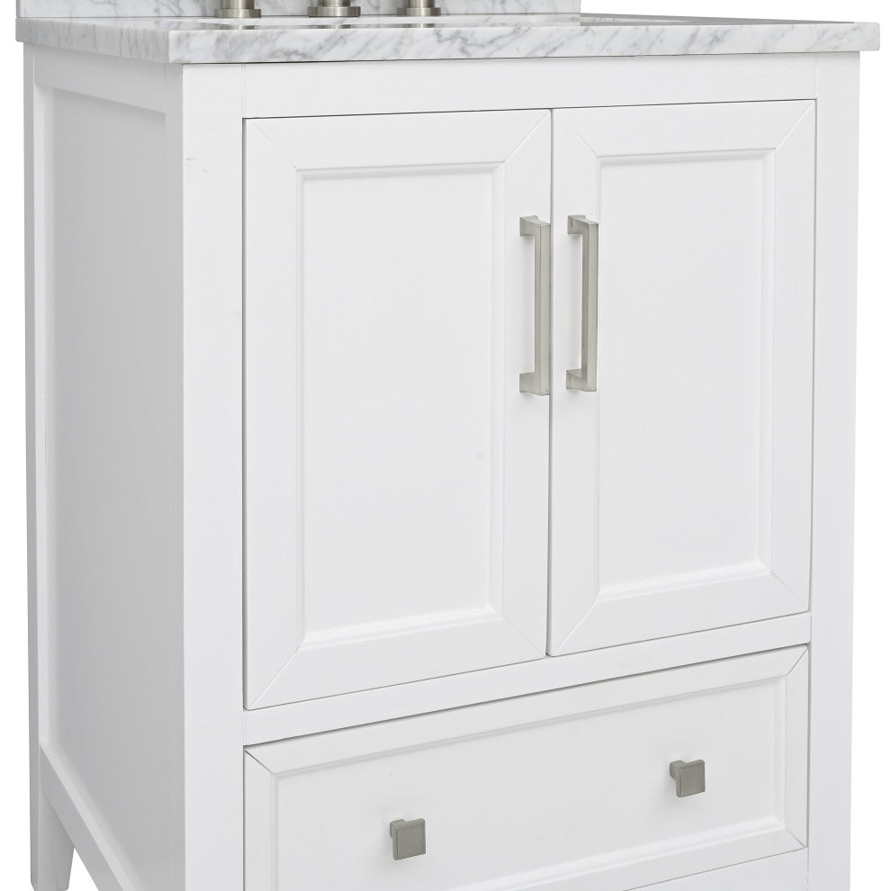 Avanity Everette 24" Vanity Combo in White and Carrara White Marble Top