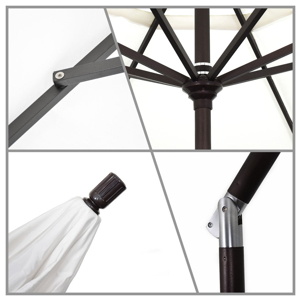 9'' Stone Black Collar Tilt Crank Aluminum Umbrella, Kiwi Olefin