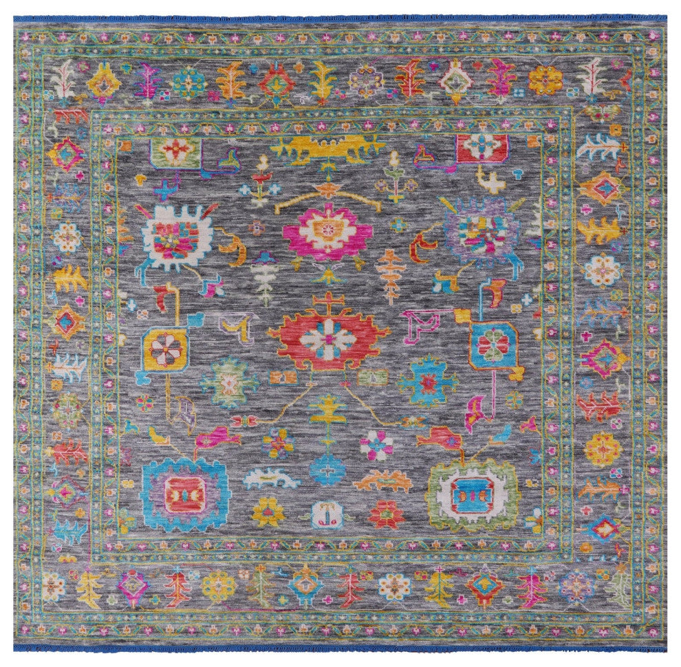 10' Square Turkish Oushak Handmade Wool Rug - Q14998