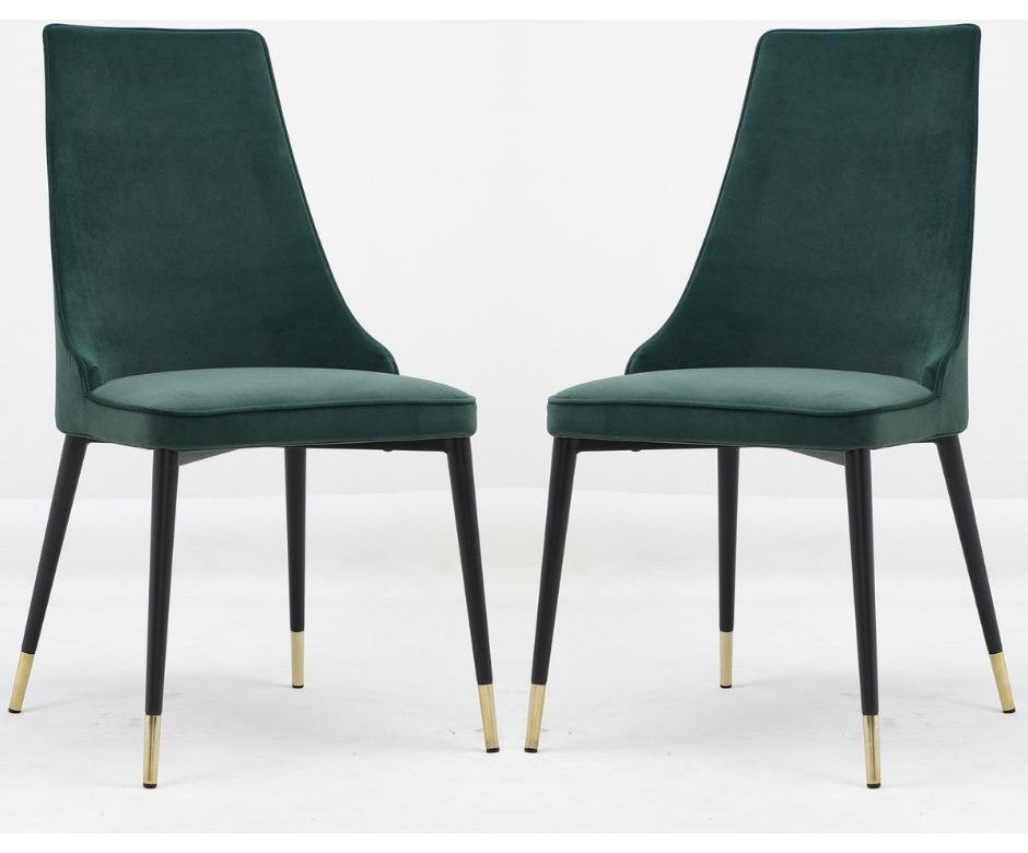 Elite Living Chelsea, Set of 2, Velvet Upholstered Dining Chair, Velvet Green